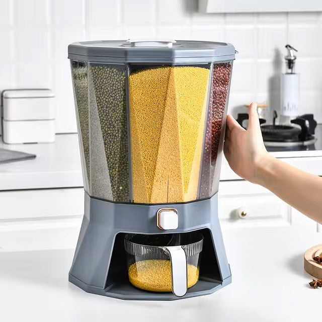 GrainEase™ - Dispenser de Alimentos Giratório 6 em 1 + BRINDE: Porta Tempero Giratório! [Oferta Limitada]🔥